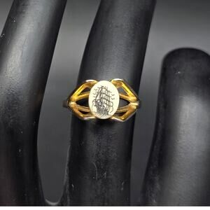 Vintage Ship Boat Ring Gold Tone Size 4.75 Costume Jewelry